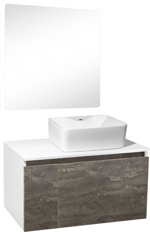 Мебель для ванной комнаты Runo Бари 80 железный камень, раковина Lavello 50