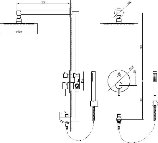 Душевой комплект RGW Shower Panels SP-52 B С ВНУТРЕННЕЙ ЧАСТЬЮ