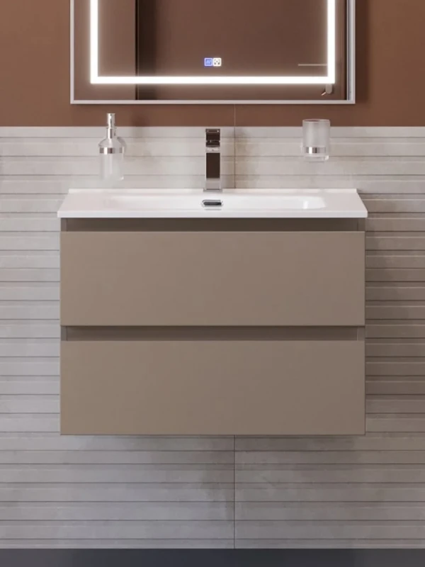 Тумба с раковиной BelBagno Kraft 39 70 подвесная, матовая бежевая, раковина bb700/390etl