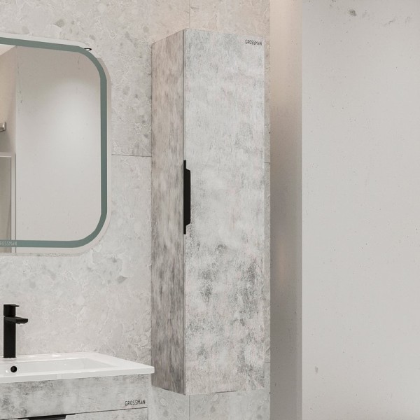 Шкаф пенал для ванной Grossman Кросс 30 бетон, универсальный