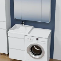 Тумба с раковиной СаНта Марс 48 L напольная, с ящиками, для стиральной машины