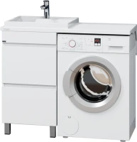 Тумба с раковиной СаНта Марс 48 L напольная, с ящиками, для стиральной машины