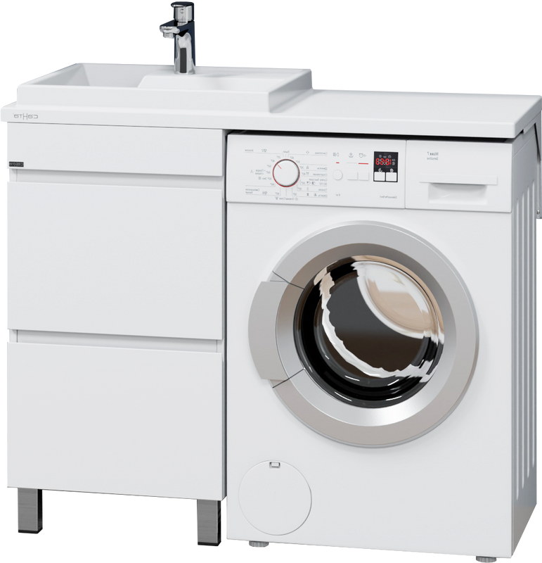 Тумба с раковиной СаНта Марс 48 L напольная, с ящиками, для стиральной машины