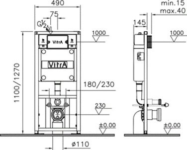 Комплект VitrA S50 9003B003-7201 кнопка хром