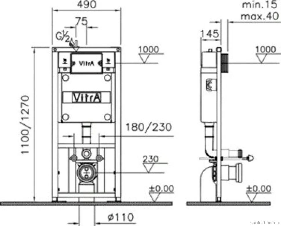 Комплект VitrA S50 9003B003-7201 кнопка хром