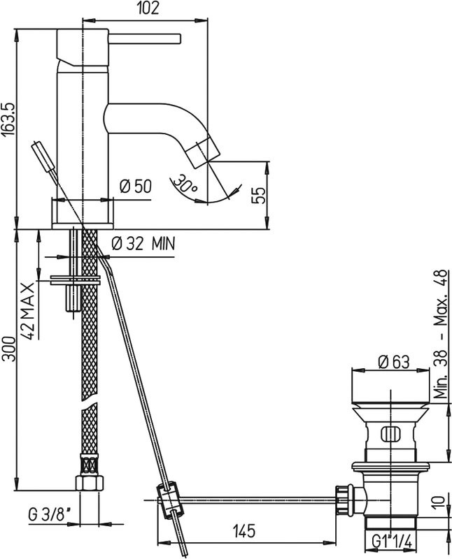 Смеситель для раковины Paini Cox 78PJ211 матовое золото