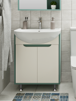 Мебель для ванной комнаты Runo Эконова 60 напольная, бирюзово-белая