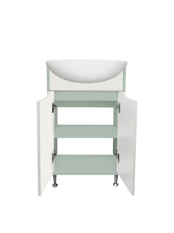 Мебель для ванной комнаты Runo Эконова 60 напольная, бирюзово-белая