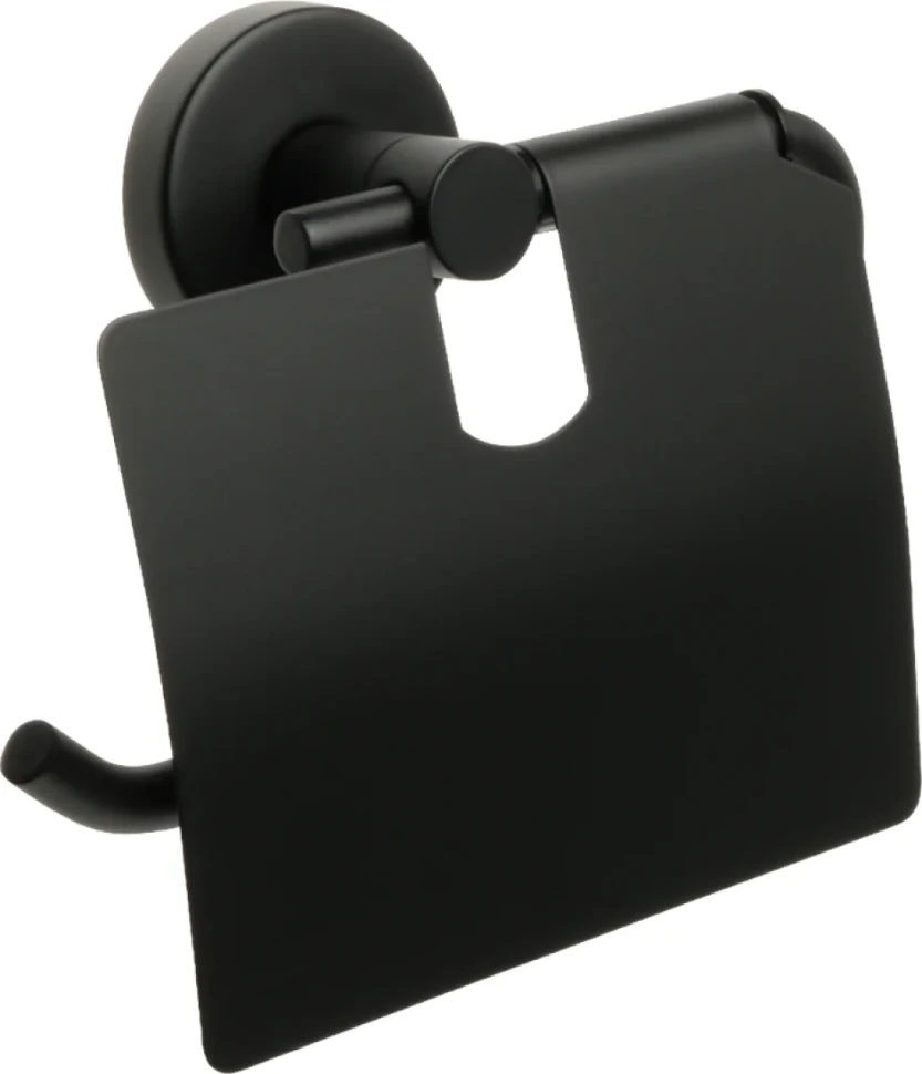 Держатель туалетной бумаги Fixsen Comfort Black FX-86010 с крышкой, черный