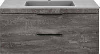 Тумба с раковиной Vincea Chiara 2D 100, 2 ящика, камень, с серой раковиной