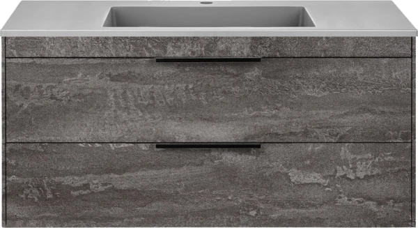 Тумба с раковиной Vincea Chiara 2D 100, 2 ящика, камень, с серой раковиной