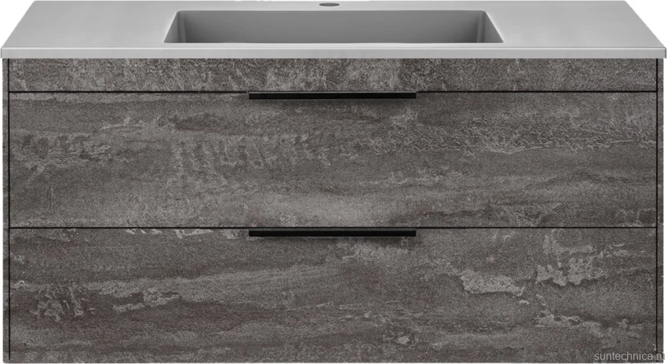 Тумба с раковиной Vincea Chiara 2D 100, 2 ящика, камень, с серой раковиной
