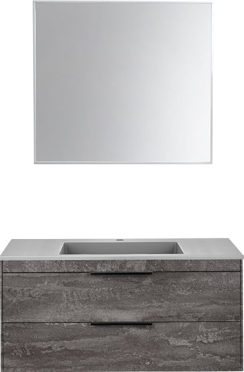 Тумба с раковиной Vincea Chiara 2D 100, 2 ящика, камень, с серой раковиной