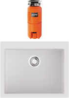 Комплект Мойка Omoikiri Bosen 61A-WH белая + Измельчитель Nagare slim 500