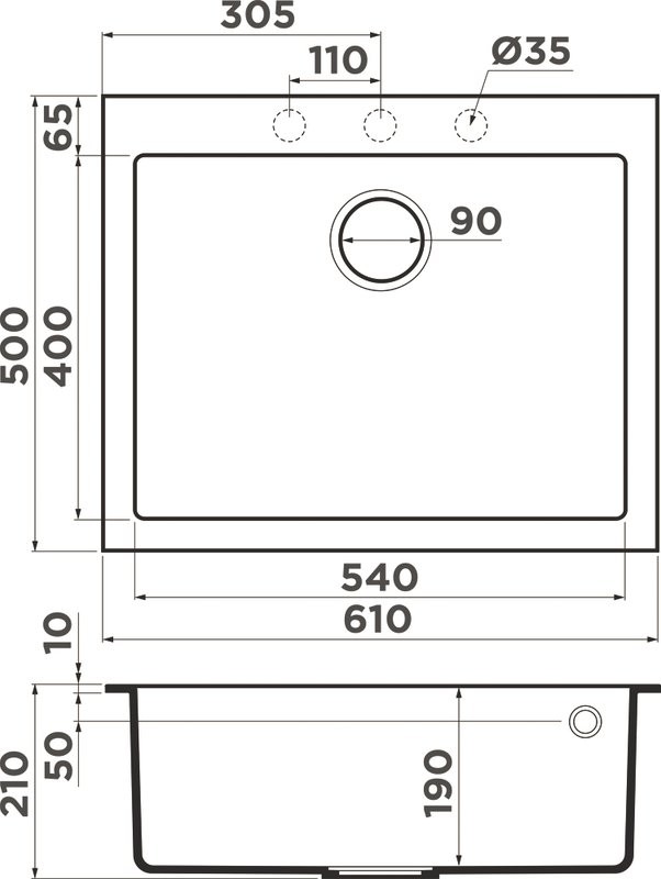 Комплект Мойка Omoikiri Bosen 61A-WH белая + Измельчитель Nagare slim 500