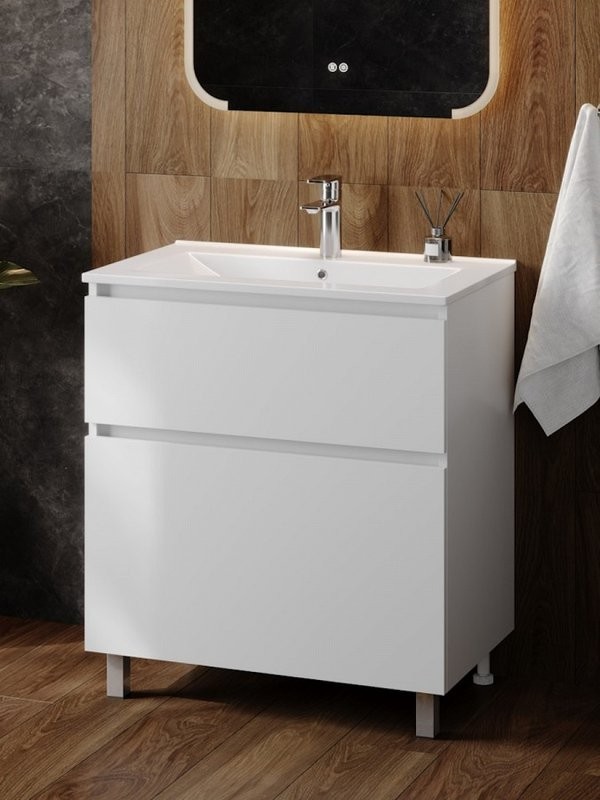 Тумба под раковину без столешницы Teymi Laina 75 напольная, матовая белая