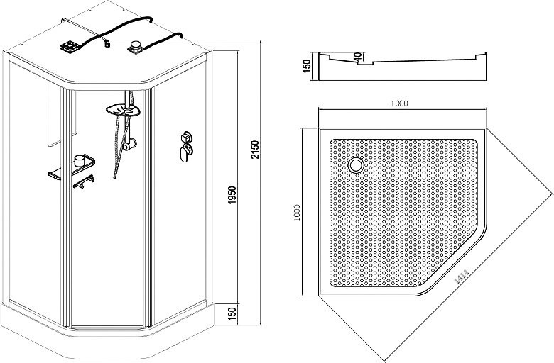Душевая кабина Esbano Led ESKL100PR