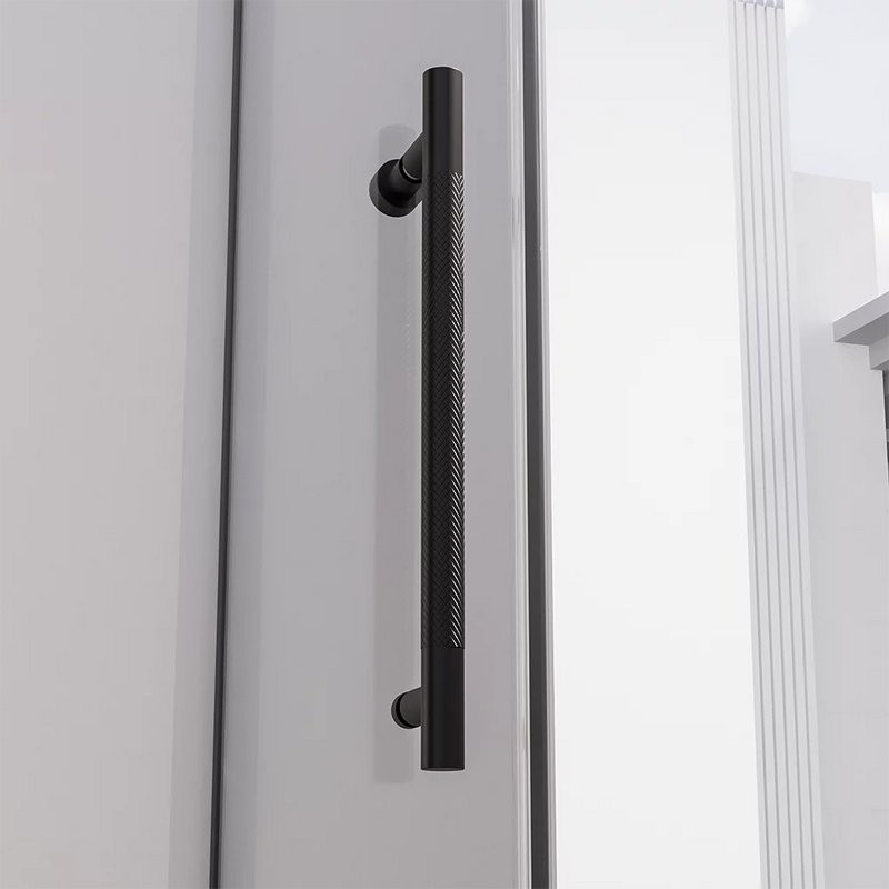 Душевая дверь в нишу Veconi Premium Alassio BB 150x200, профиль матовый черный, стекло тонированное