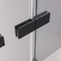 Душевая дверь в нишу Veconi Premium Alassio BB 150x200, профиль матовый черный, стекло тонированное