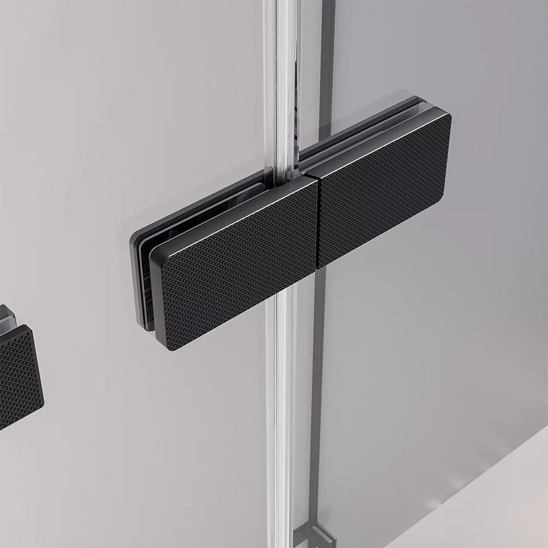 Душевая дверь в нишу Veconi Premium Alassio BB 150x200, профиль матовый черный, стекло тонированное