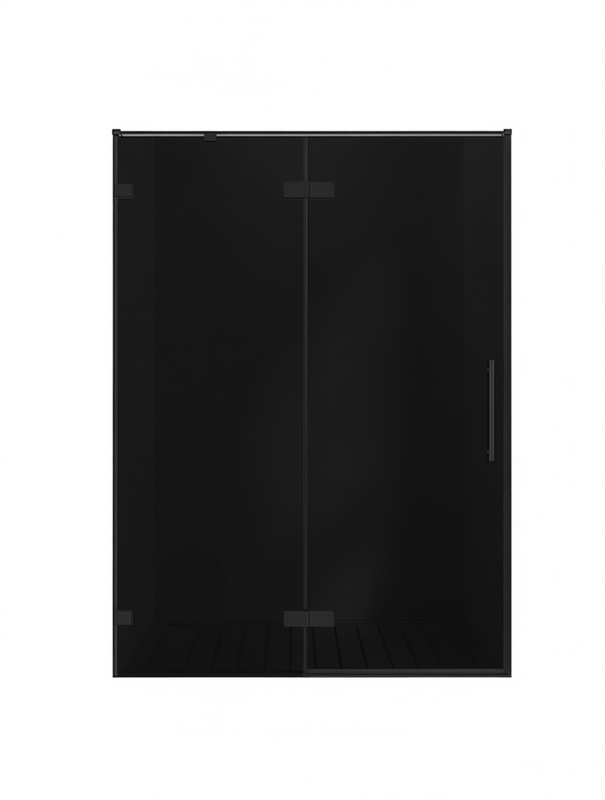 Душевая дверь в нишу Veconi Premium Alassio BB 150x200, профиль матовый черный, стекло тонированное