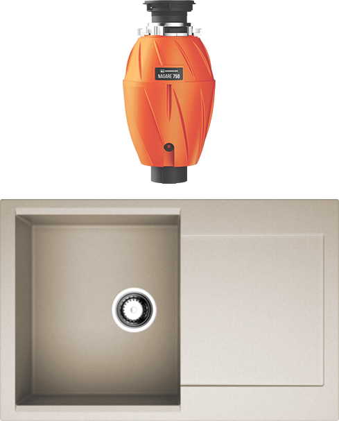 Комплект Мойка Omoikiri Daisen 78-SA бежевая + Измельчитель Nagare 750