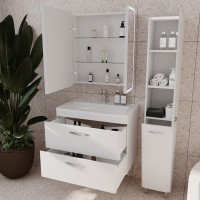 Тумба с раковиной Style Line Каре 80 подвесная, Люкс Plus, белая