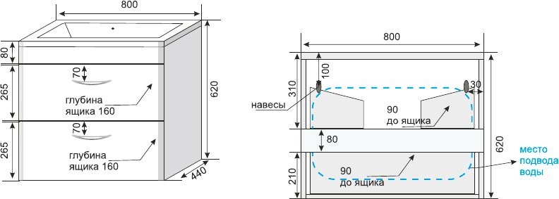 Тумба с раковиной Style Line Каре 80 подвесная, Люкс Plus, белая