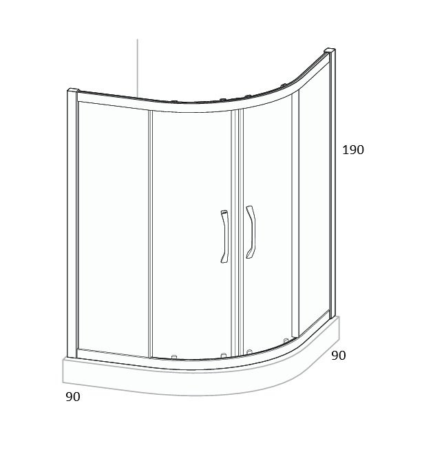 Душевой уголок Huppe X1 KY K K2S2 T R550 90х90, матовый черный