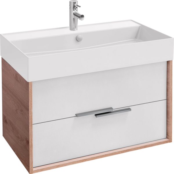 Тумба с раковиной Jacob Delafon Vivienne 80 дуб давос, белая блестящая, раковина белая матовая