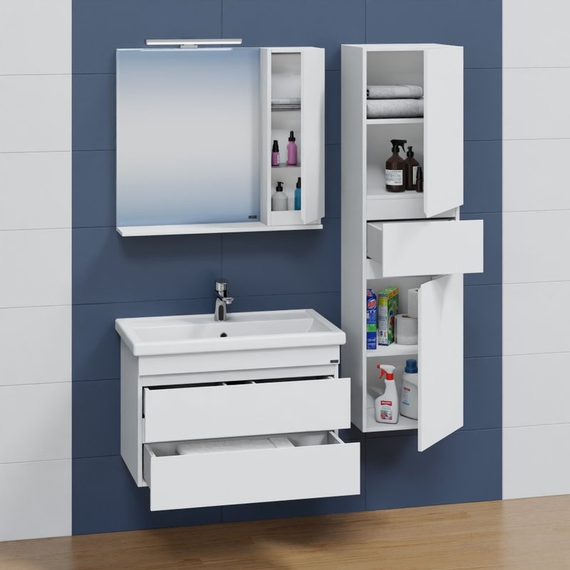 Мебель для ванной комнаты СаНта Марс 80 подвесная, с ящиками