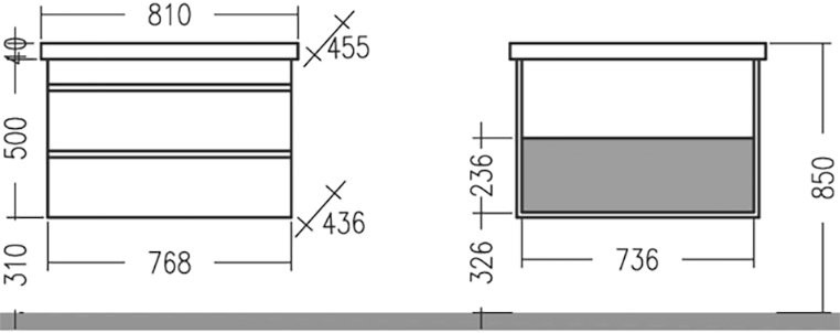 Мебель для ванной комнаты СаНта Марс 80 подвесная, с ящиками