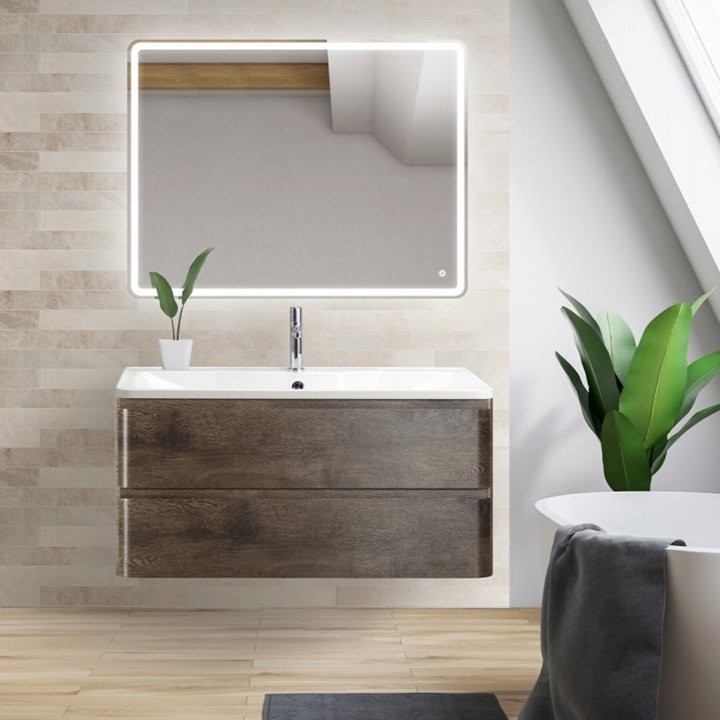 Мебель для ванной комнаты BelBagno Albano 100 подвесная, rovere nature grigio