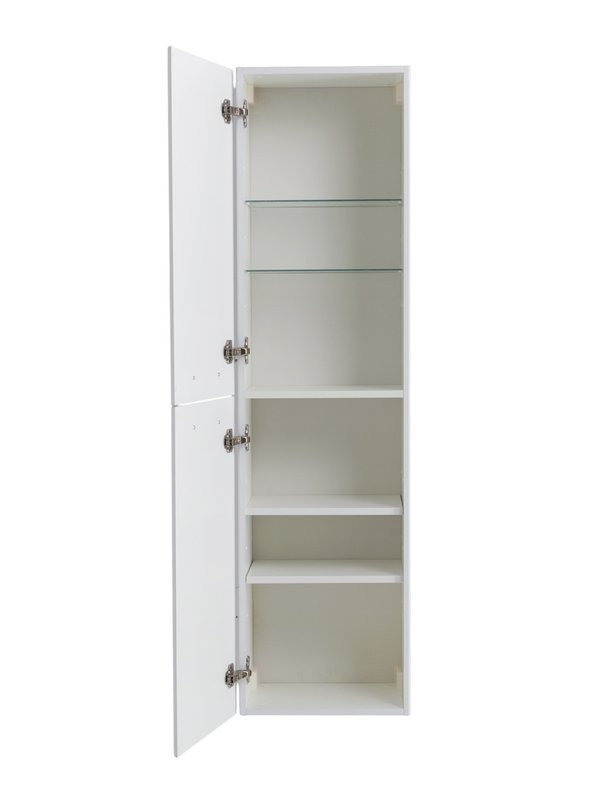 Шкаф-пенал для ванной BelBagno Due 40 подвесной, ручки белые, bianco lucido