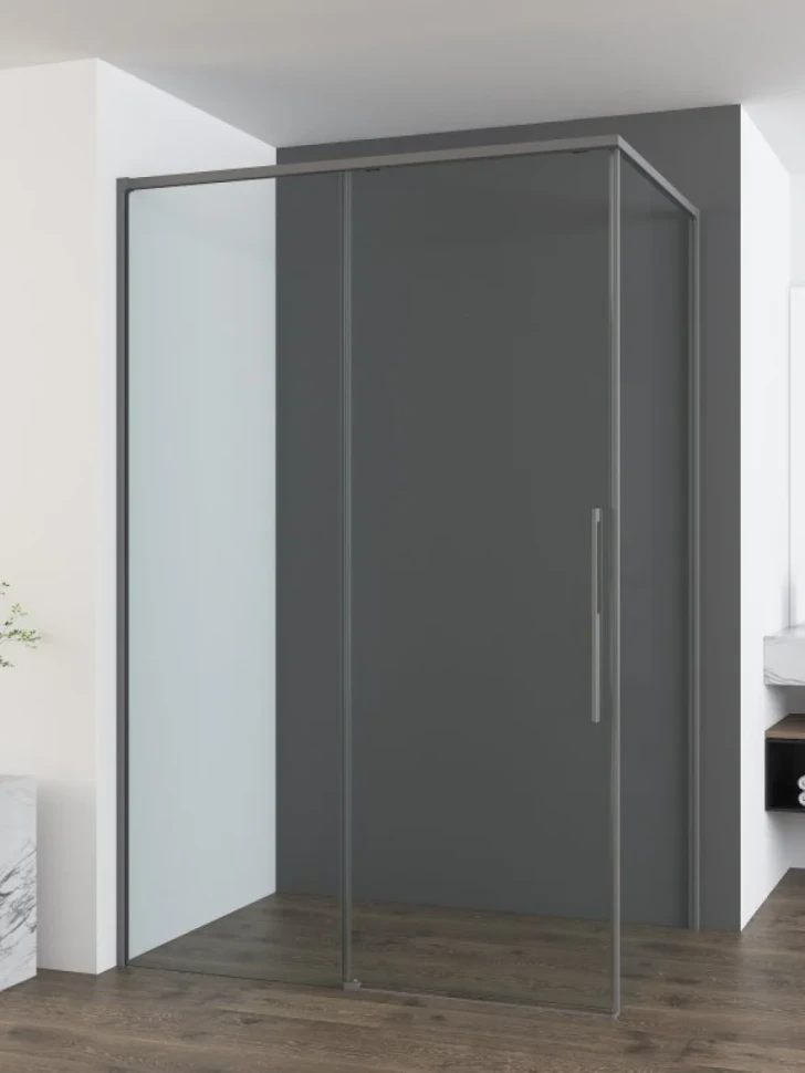 Душевой уголок Vincea Ultima VSR-7UL9010CLGM 100х90 см, профиль вороненая сталь, стекло прозрачное