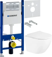 Комплект Унитаз подвесной BelBagno Uno + Звукоизоляция Geberit + Инсталляция Duofix Delta 458.149.21.1 с кнопкой смыва, хром
