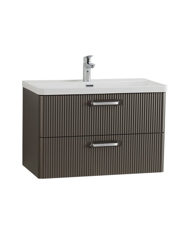 Мебель для ванной комнаты BelBagno Due 80 ручки хром полированный, оружейная сталь