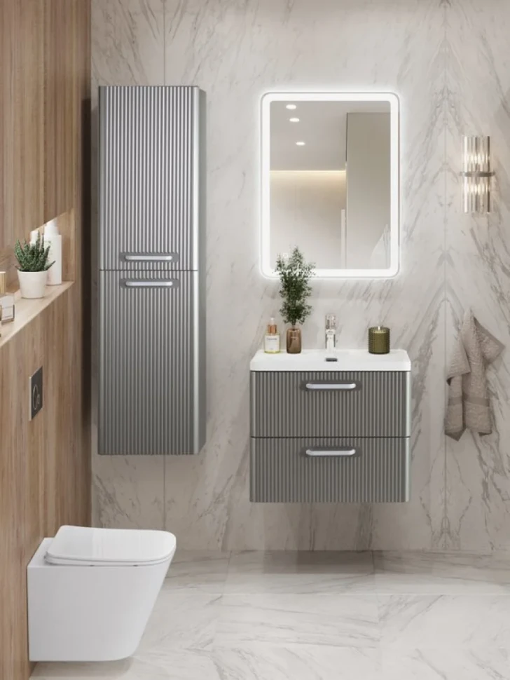 Мебель для ванной комнаты BelBagno Due 60 ручки белые, сатин