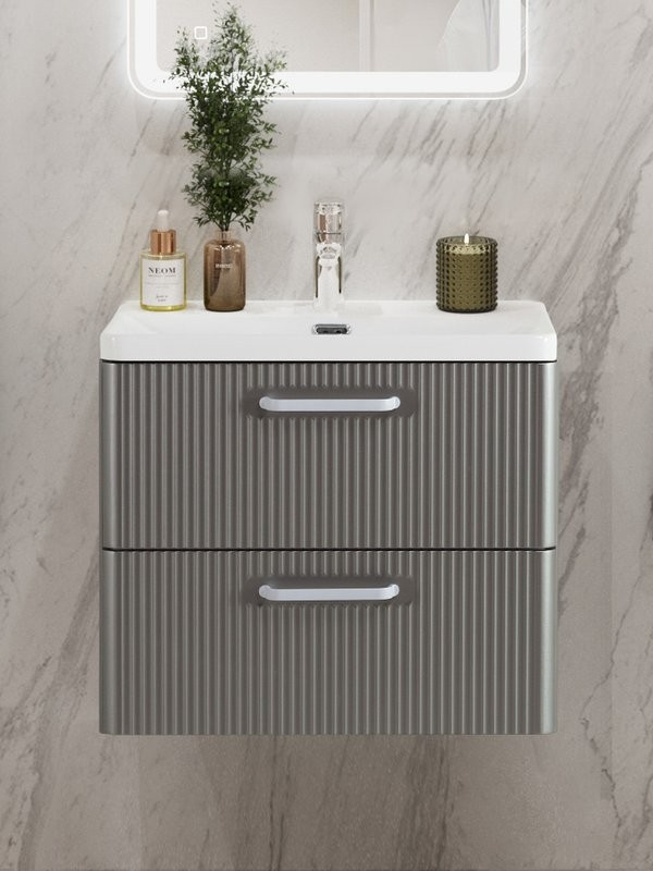 Мебель для ванной комнаты BelBagno Due 60 ручки белые, сатин