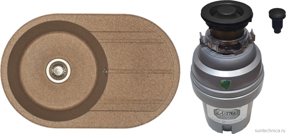 Комплект Мойка AQUATON Амира терракотовая + Измельчитель Zorg ZR-75 D GRAFIT