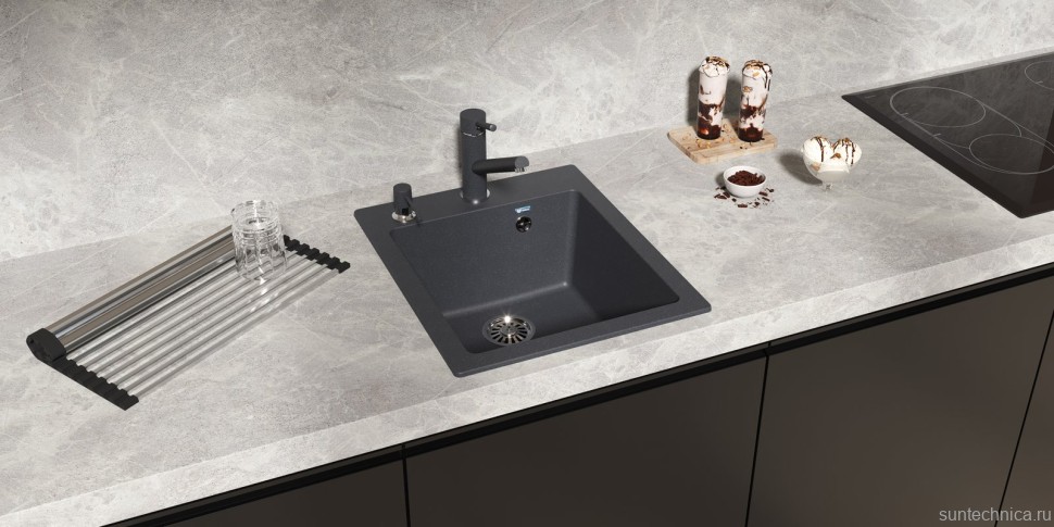 Смеситель для кухни Ulgran U-025 антрацит