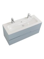 Тумба с раковиной Cezares Duet-n 120 подвесная, 2 ящика, для двоих, жемчужная голубая