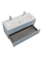 Тумба с раковиной Cezares Duet-n 120 подвесная, 2 ящика, для двоих, жемчужная голубая