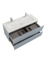 Тумба с раковиной Cezares Duet-n 120 подвесная, 2 ящика, для двоих, жемчужная голубая
