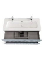 Тумба с раковиной Cezares Duet-n 120 подвесная, 2 ящика, для двоих, жемчужная голубая