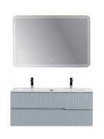 Тумба с раковиной Cezares Duet-n 120 подвесная, 2 ящика, для двоих, жемчужная голубая