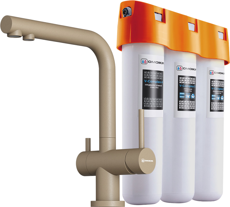 Смеситель для кухни Omoikiri Nagano CA-P с фильтром, карамель