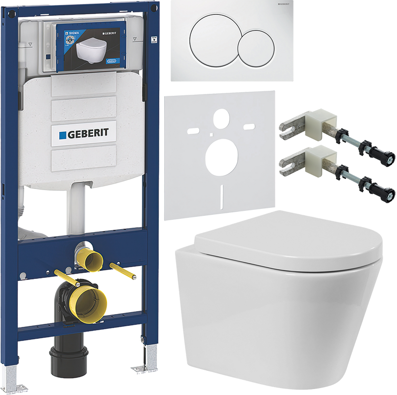 Комплект Унитаз подвесной BelBagno Flay-r + Крышка Marino BB105SC с микролифтом, петли хром + Инсталляция Geberit Duofix UP 320 111.300.00.5 + Кнопка Sigma 01 115.770.11.5 белая + Крепления 111.815.00.1 к стене + Звукоизоляция