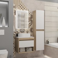 Тумба подвесная Teymi Ritta 55, ящик с доводчиком, цвет дуб эврика/белый матовый T60519