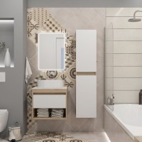 Тумба подвесная Teymi Ritta 55, ящик с доводчиком, цвет дуб эврика/белый матовый T60519